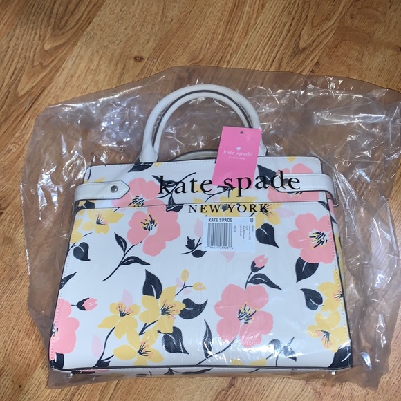 ♠️💐 kate spade Lily Blooms Printed Staci Floral Medium Satchel Bag, Cream - Picture 11 of 12
